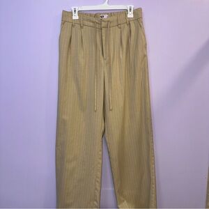 Kohl’s SO Tan/Khaki Striped Linen Blend Wide Leg Pants